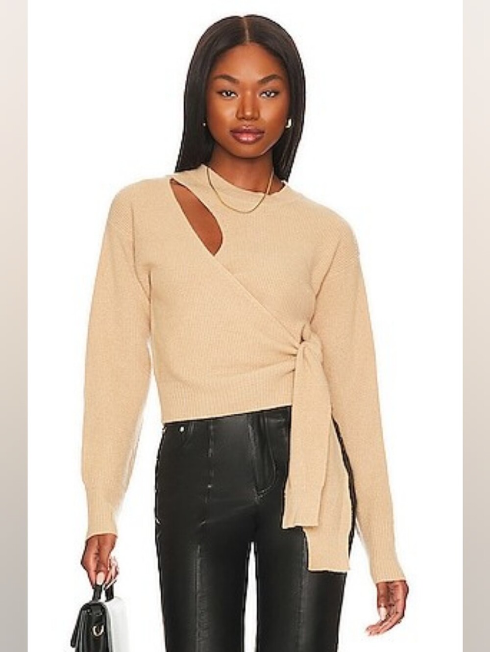 27 Miles Malibu Bellagio Camel Cashmere Wrap Sweater Size M